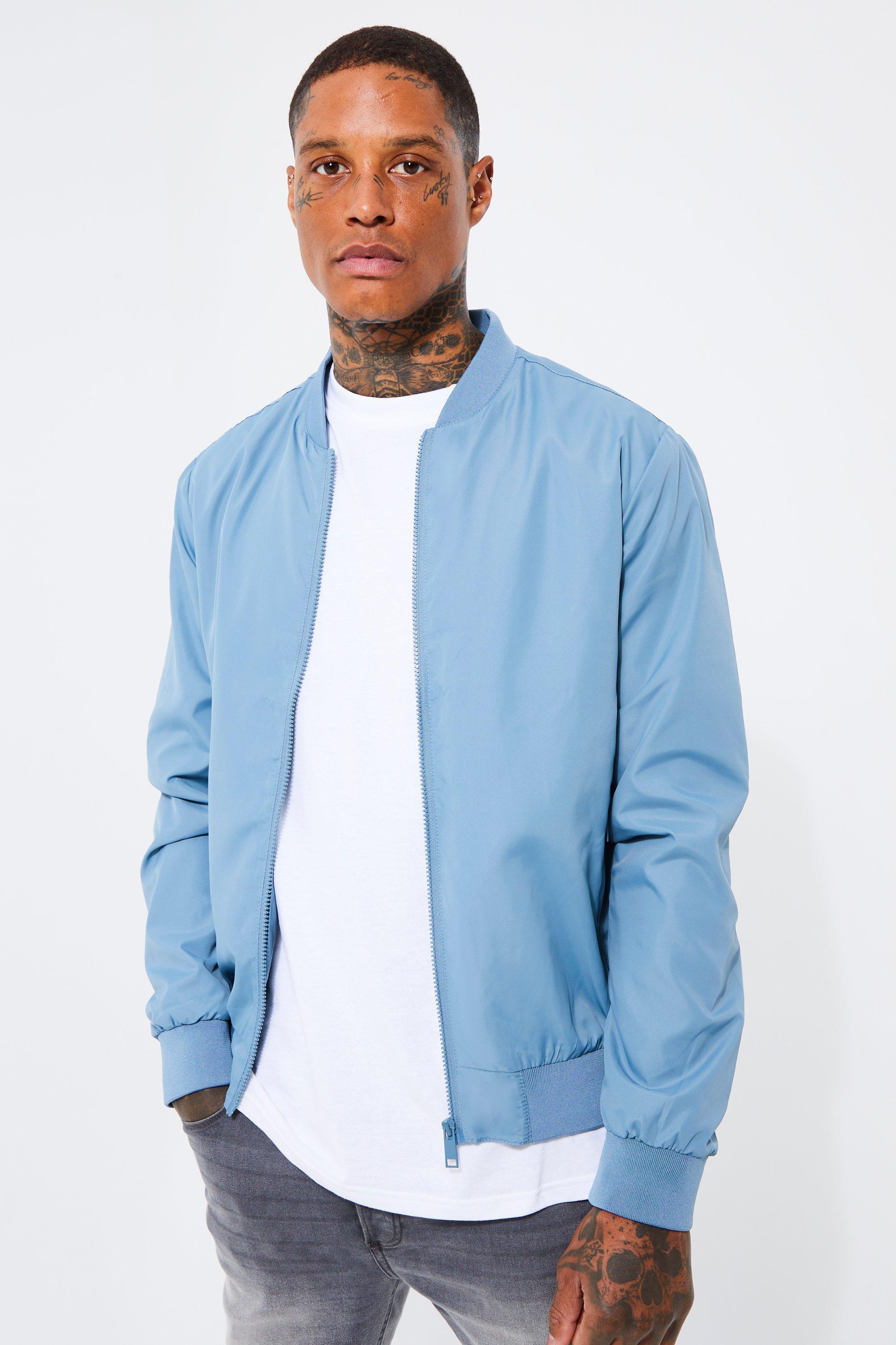Bright blue bomber jacket shop